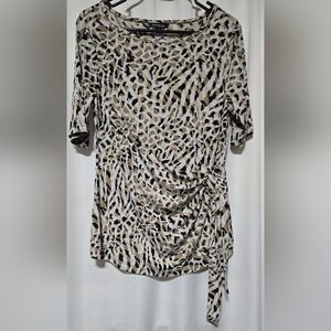 George Womens Top/Blouse Size M (8-10)  Leopard Stretch Pullover Side Tie Ruched